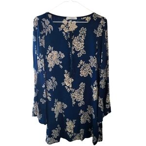 SOLEMIO Womens Boho dress S  Blue white floral pattern